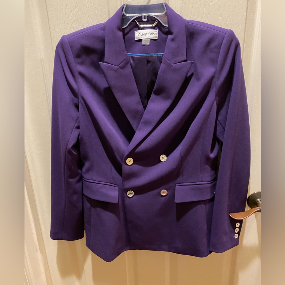 Calvin Klein Purple Double-Breasted Blazer. Size 10